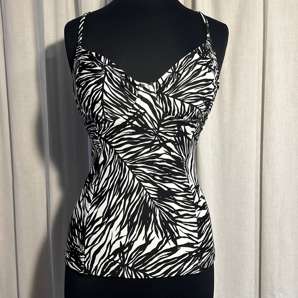 Athleta “Palms Kaimana” bustier/x-back tankini top-high waist bottom available